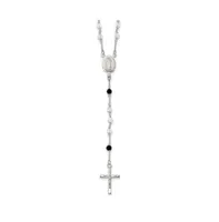 Sterling Silver Black Crystal Bead Rosary Pendant Necklace 24"