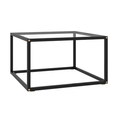 Coffee Table Black with Tempered Glass 23.6"x23.6"x13.8"