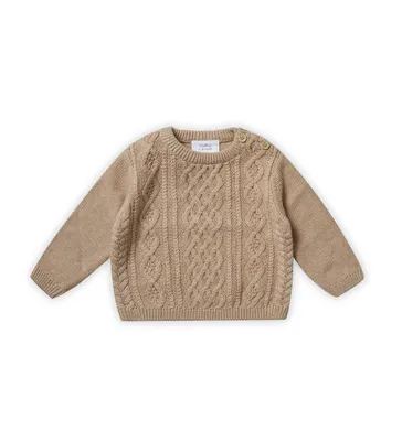 Stellou & Friends Toddler 100% Cotton Unisex Cable Knit Sweater ren Ages 0-6 Years