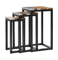 Nesting Tables 3 pcs Solid Teak Wood and Polyresin