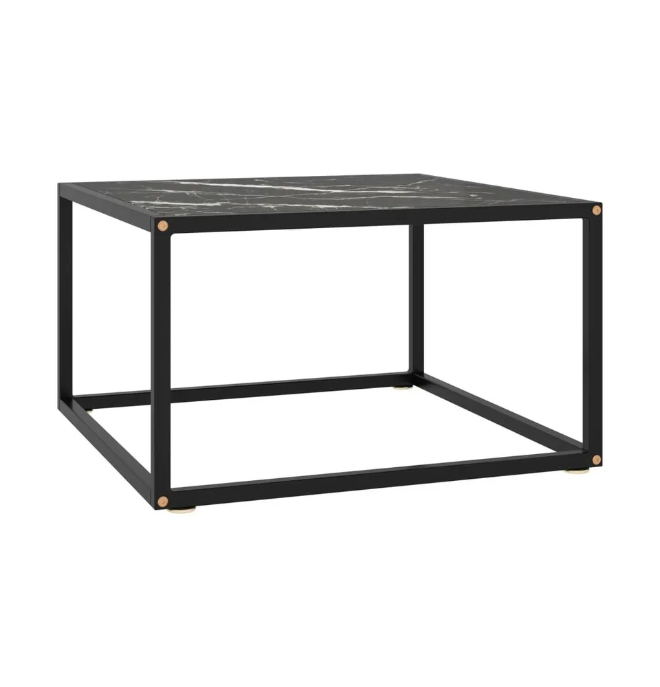 Coffee Table Black with Black Marble Glass 23.6"x23.6"x13.8"