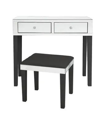 Inspired Home Primrose Mirrored 2-Drawer Vanity Table with Stool Set
