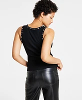 Bar Iii Women's Ribbed Grommet-Trim Tank Top, Created for Macy's