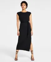 Bar Iii Women's Cap-Sleeve Ribbed Midi Dress, Created for Macy's