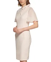 Calvin Klein Petite Chiffon Flutter-Sleeve Sheath Dress