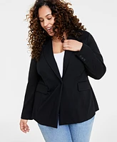 On 34th Trendy Plus Longline Ponte-Knit Blazer, Created for Macy's