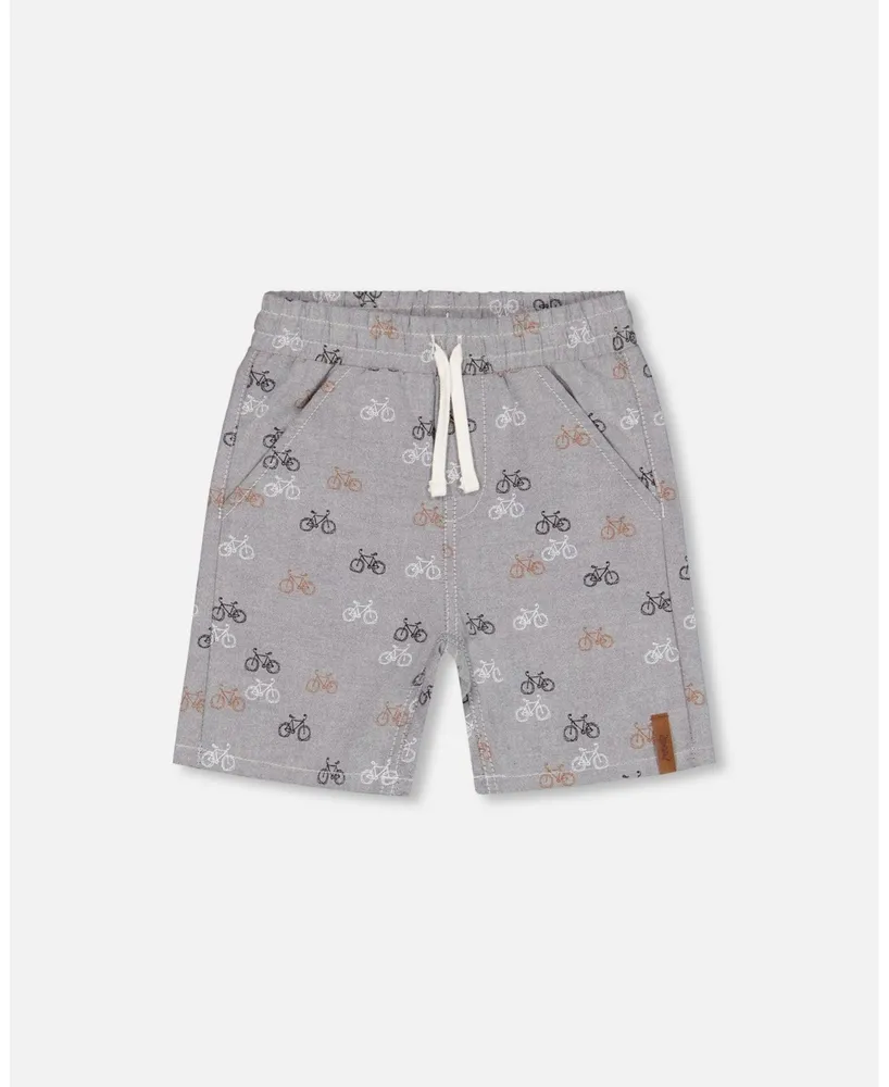 Boy Chambray Short Dark Grey Printed Bicycle - Toddler|Child