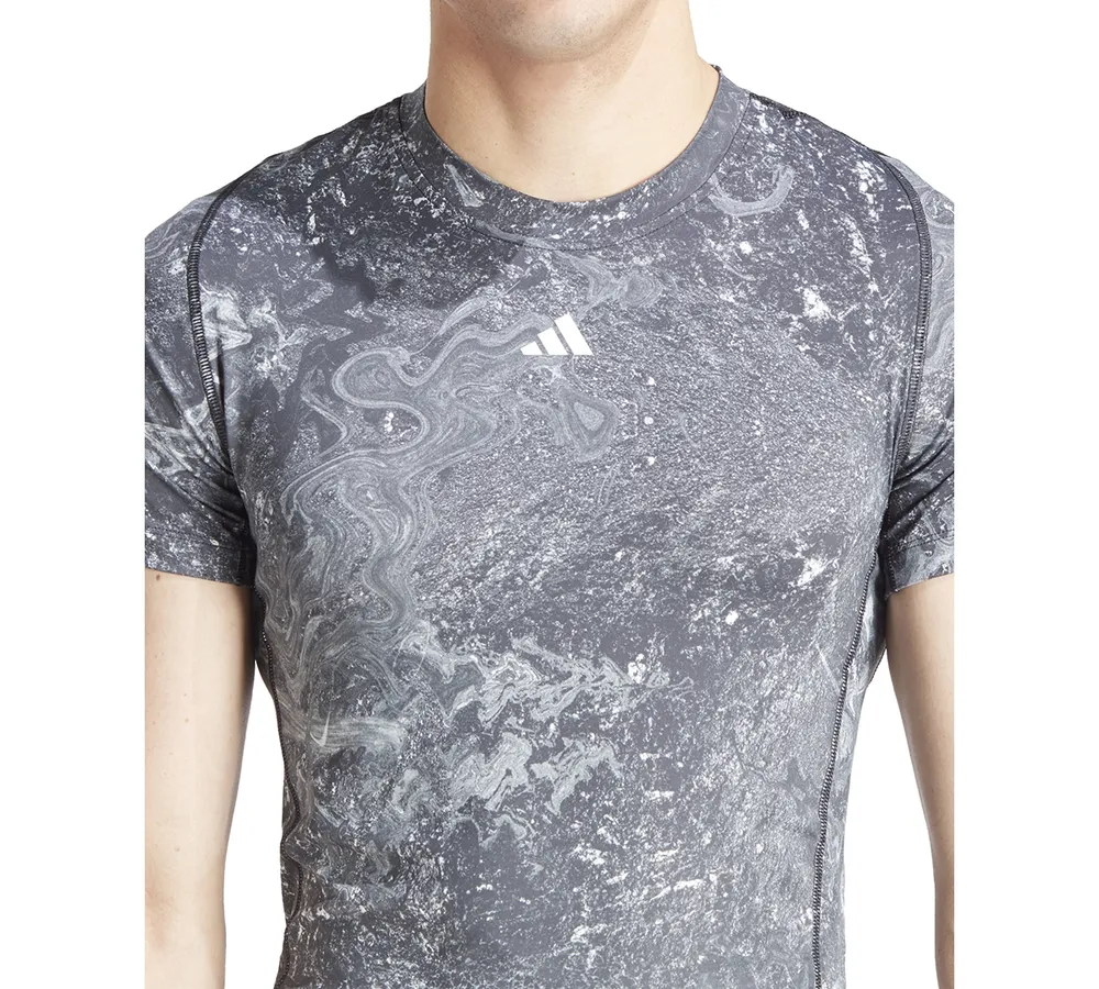 adidas Men's Tech-Fit Moisture-Wicking Swirl Compression T-Shirt