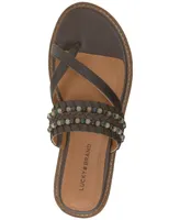 Lucky Brand Women's Kaykey Beaded Crisscross Flat Sandals