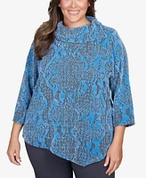 Ruby Rd. Plus Size Chenille Snakeskin Print Jacquard Top