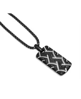LuvMyJewelry Sterling Silver Black Diamond American Muscle Design Rhodium Plated Tire Tread Tag Chain