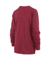 Women's Pressbox Heathered Cardinal Arkansas Razorbacks Two-Hit Canyon Long Sleeve T-shirt