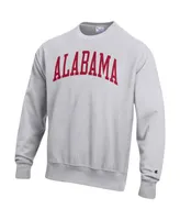 Men's Champion Heathered Gray Alabama Crimson Tide Big and Tall Reverse Weave Fleece Crewneck Pullover Sweatshirt