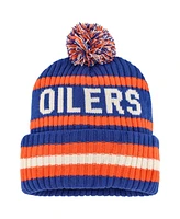 Men's '47 Brand Navy, Orange Edmonton Oilers Bering Cuffed Knit Hat with Pom