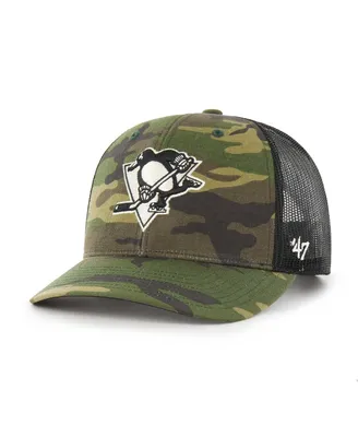 Men's '47 Brand Camo, Black Pittsburgh Penguins Trucker Snapback Hat