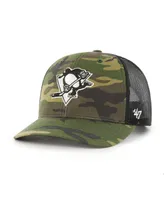 Men's '47 Brand Camo, Black Pittsburgh Penguins Trucker Snapback Hat
