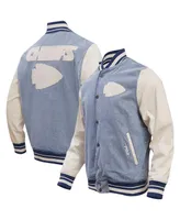 Men's Pro Standard Denim Distressed Kansas City Chiefs Varsity Blues Full-Snap Varsity Jacket