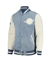 Men's Pro Standard Denim Distressed Miami Dolphins Varsity Blues Full-Snap Jacket