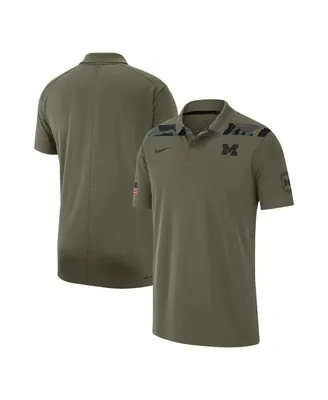 Men's Jordan Olive Michigan Wolverines 2023 Sideline Coaches Military-Inspired Pack Performance Polo Shirt