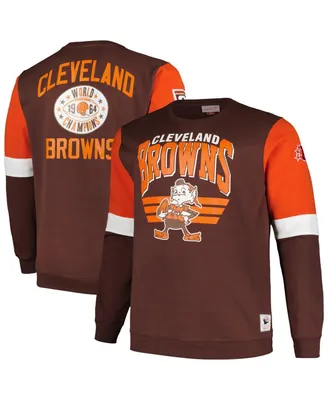 Men's Mitchell & Ness Brown Cleveland Browns Big and Tall Fleece Pullover Sweatshirt