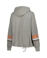 Women's '47 Brand Heather Gray Distressed Cleveland Browns Plus Size Upland Bennett Pullover Hoodie