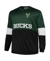 Men's Fanatics Hunter Green, Black Milwaukee Bucks Big and Tall Split Pullover Sweatshirt