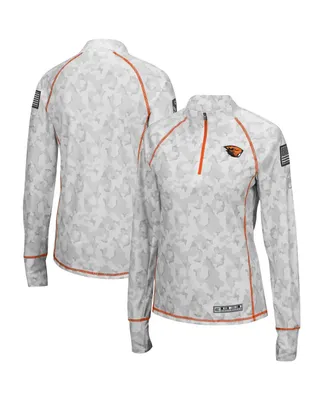Women's Colosseum Camo Distressed Oregon State Beavers Oht Military-Inspired Appreciation Officer Arctic Lightweight Quarter-Zip Top