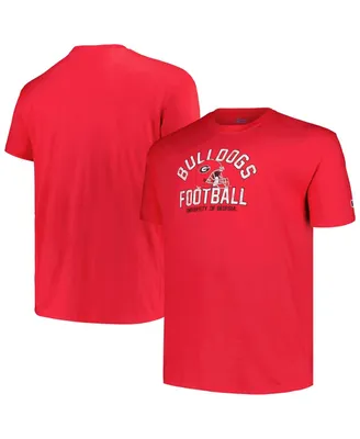 Men's Champion Red Distressed Georgia Bulldogs Big and Tall Football Helmet T-shirt