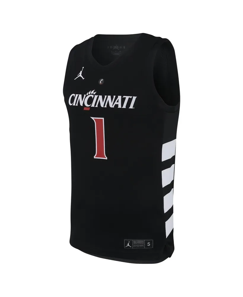 Men's Jordan #1 Black Cincinnati Bearcats Replica Basketball Jersey