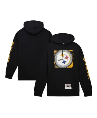 Men's Mitchell & Ness Black Pittsburgh Steelers Gridiron Classics Big Face 7.0 Pullover Hoodie