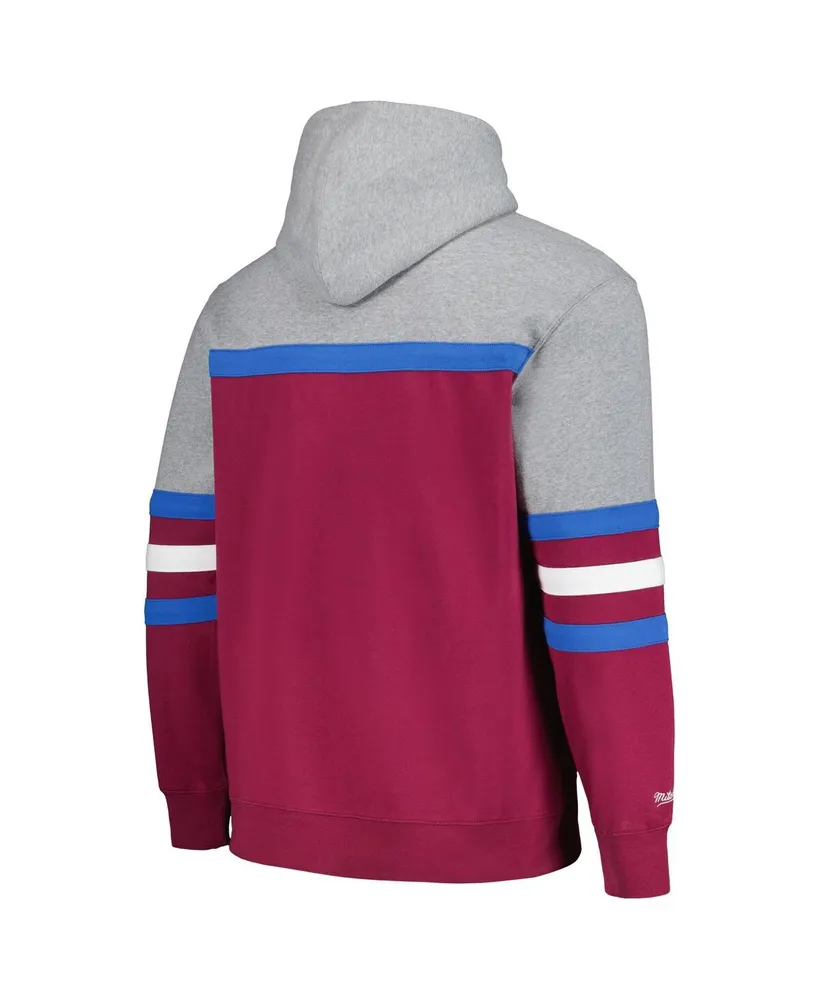 Men's Mitchell & Ness Burgundy, Gray Colorado Avalanche Head Coach Pullover Hoodie