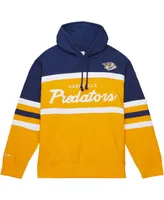 Men's Mitchell & Ness Gold, Navy Nashville Predators Head Coach Pullover Hoodie