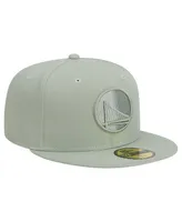 Men's New Era Light Green Golden State Warriors Sage Color Pack 59FIFTY Fitted Hat