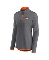 Women's Fanatics Gray Denver Broncos Corner Long Sleeve 1/4 Zip Top