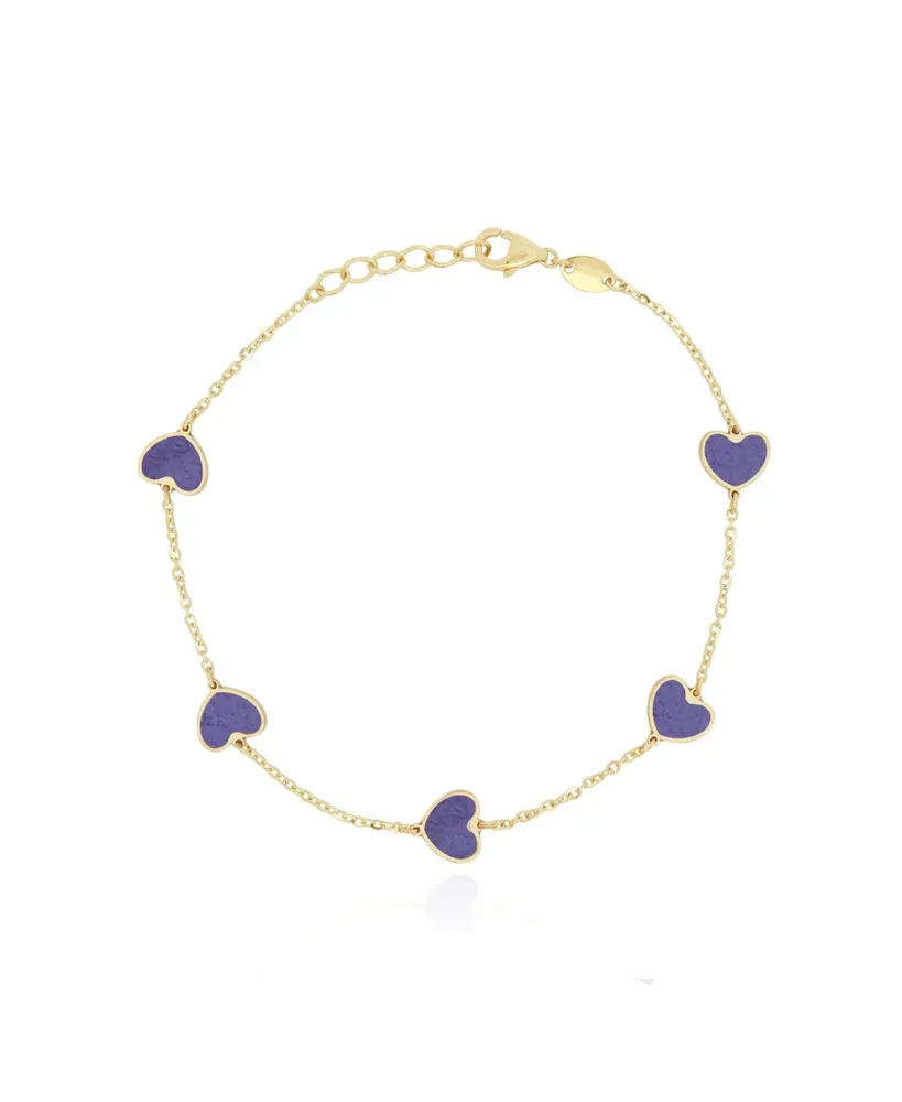 The Lovery Amethyst Heart Station Bracelet 14K Gold