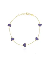 The Lovery Amethyst Heart Station Bracelet 14K Gold