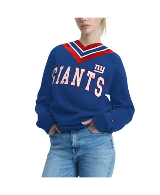 Women's Tommy Hilfiger Royal New York Giants Heidi Raglan V-Neck Sweater