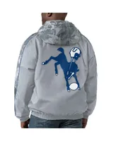 Men's Starter Gray Distressed Indianapolis Colts Thursday Night Gridiron Throwback Full-Zip Jacket