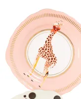 Yvonne Ellen Giraffe, Leopard, Dog, Birds Tea Plates, Set of 4