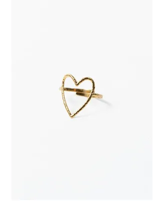316L Love That For You Gold-Tone Heart Adjustable Ring