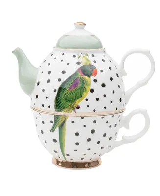 Yvonne Ellen Parrot Polka Dots Tea for One Set