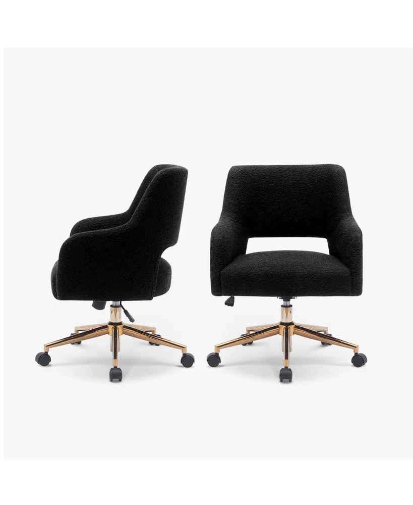 Mid-Century Modern Swivel Office Vanity Chair with Wheels (Set of 2)