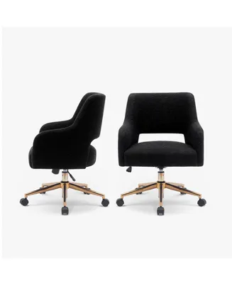Mid-Century Modern Swivel Office Vanity Chair with Wheels (Set of 2)