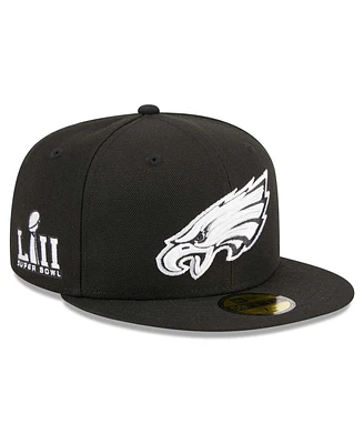 Men's New Era Black Philadelphia Eagles Main Patch 59FIFTY Fitted Hat