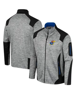 Men's Colosseum Gray Kansas Jayhawks Silberman Color Block Full-Zip Jacket