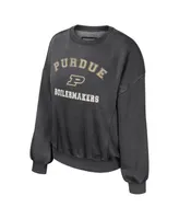 Women's Colosseum Black Purdue Boilermakers Audrey Washed Pullover Sweatshirt