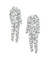 Men's Concepts Sport White Green Bay Packers Allover Print Docket Union Full-Zip Hooded Pajama Suit