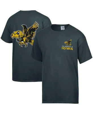 Men's Comfortwash Charcoal Distressed Iowa Hawkeyes Vintage-Like Logo T-shirt