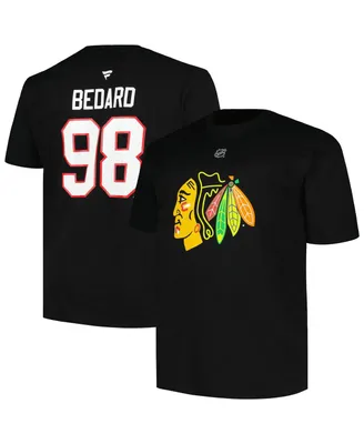Men's Profile Connor Bedard Black Chicago Blackhawks Big and Tall Name Number T-shirt