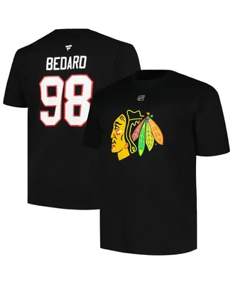 Men's Profile Connor Bedard Black Chicago Blackhawks Big and Tall Name and Number T-shirt